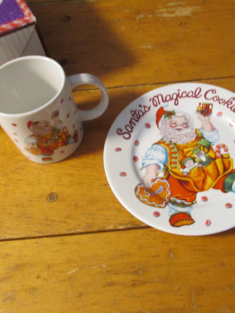 Vtg 90s Sakura Santas magical cookie plate and cup